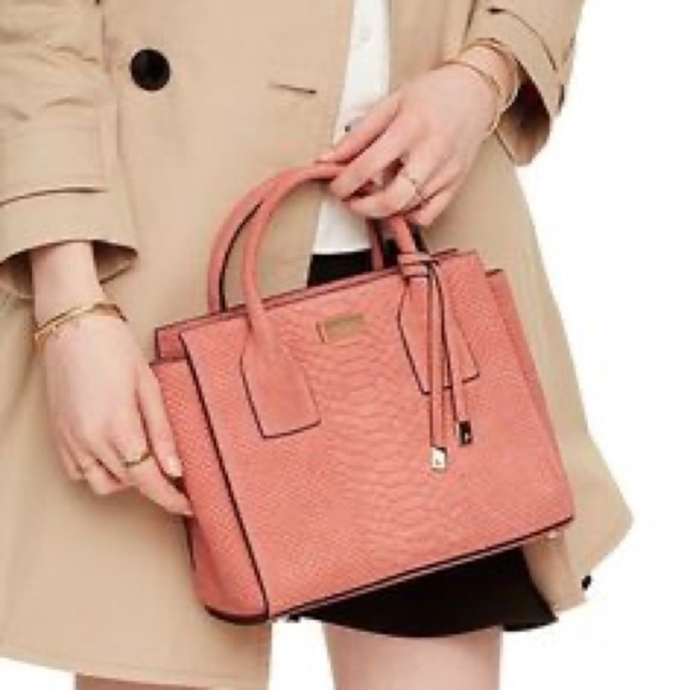 Kate Spade Elsie Street Exotic Small Meriwether Peach Pink Leather Satchel